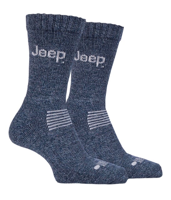 Calcetines de lana para hombre | Jeep | Calcetines térmicos gruesos de trabajo Mens 6-11 Heavy Duty, Crew Cushioned Outdoor Socks with Arch Support - Navy / Grey - Image 1