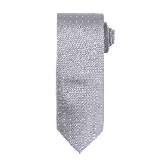 Premier Mens Micro Dot Pattern Formal Work Tie (Silver/ White) - Image 1