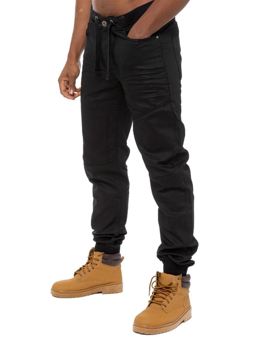 Enzo| Pantalones vaqueros con puños para hombre - Negro - Image 1