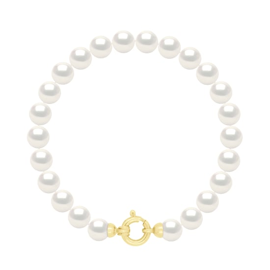 Bracelet Row of Real Cultured Freshwater Pearls Round 6-7 mm