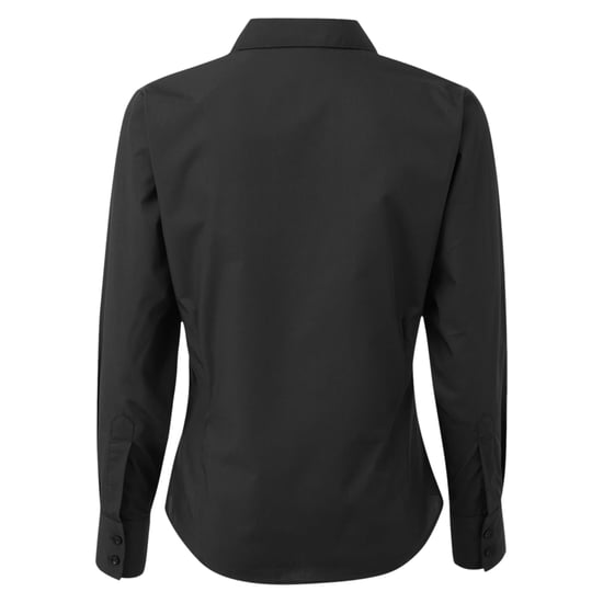 Premier Womens/Ladies Poplin Long-Sleeved Blouse (Black) - Image 2