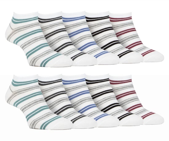 10 Pares de Calcetines de Bambú para Hombre | Farah | Striped Cushioned Ankle Socks - White Stripe - Image 1