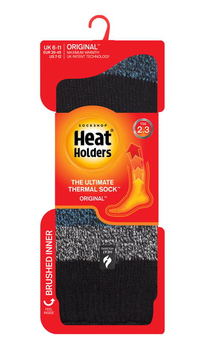 Calentadores - Calcetines térmicos extra gruesos para hombre | Calcetines aislantes de vellón esponjoso | Regalos para hombre - Negro / Azul (Lindos) - Image 2