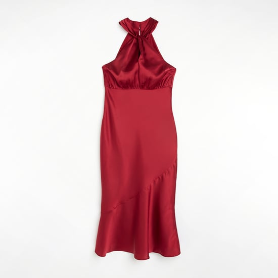 River Island Womens Midi Dress Red Satin Halter Neck