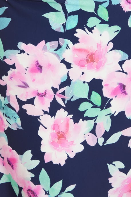 Navy Floral One Shoulder Maxi Dress