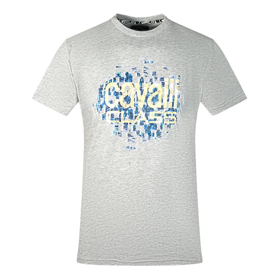 Camiseta Gris con Logo de Diseño de Escalas Gradientes de Cavalli Class - Image 1