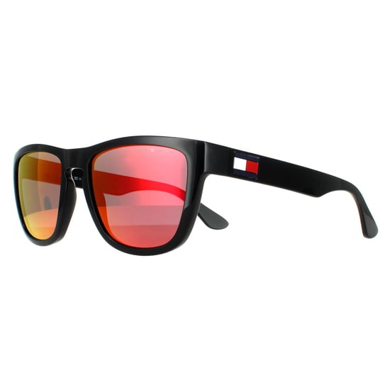 Tommy Hilfiger Square Mens Black Red Mirror Sunglasses - Image 2