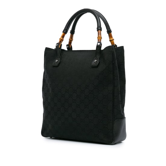 Vintage Gucci GG Canvas Bamboo Tote Black - Image 2