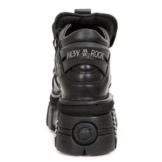 NEW ROCK 106-S29 TOWER SHOES Metallic Black Leather Biker Punk Gothic Boots