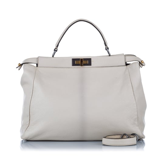 Vintage Fendi Large Peekaboo Leather Satchel White - Image 1