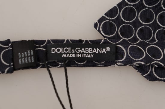 Dolce & Gabbana Black White Round 100% Silk Neck Papillon  Men's Tie