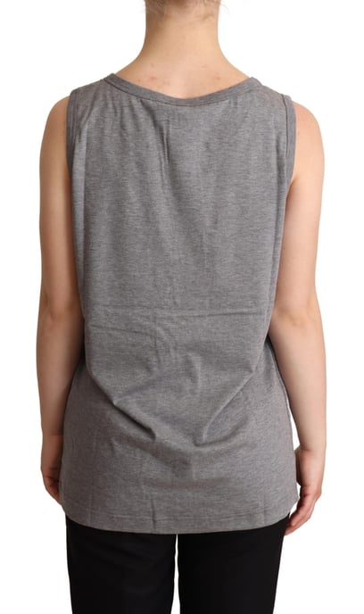 Top sin mangas de cuello redondo gris para mujer de Dolce & Gabbana - Image 3