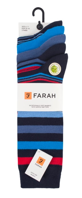 Farah - Pack de 5 calcetines para hombre de bambú orgánico natural con rayas brillantes - Image 2