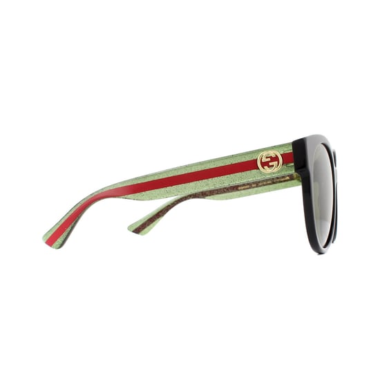 Gucci Sunglasses GG0035S 002 Black, Green Glitter and Red Green
