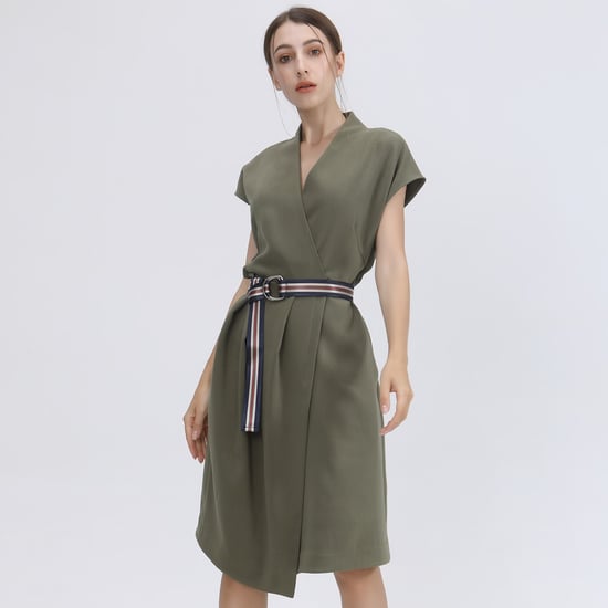 Mid-length wrap effet dress and added belt - Image 3