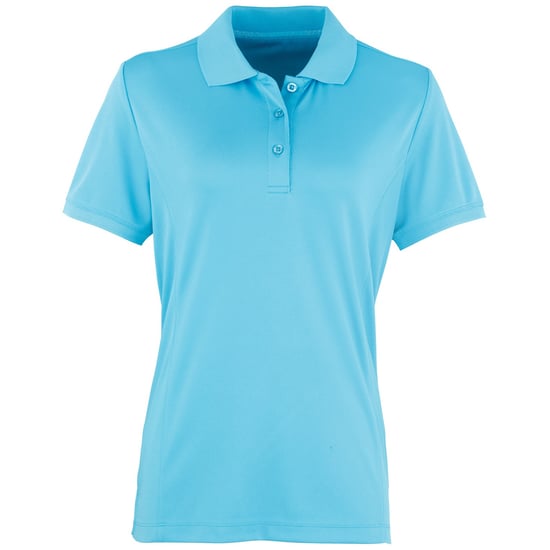Premier Womens/Ladies Coolchecker Short Sleeve Pique Polo T-Shirt (Turquoise) - Image 1