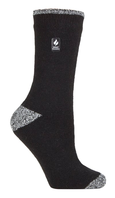 Heat Holders Lite - Calcetines Térmicos Aislantes para Mujer | Múltiples Diseños Incluyendo Rayas Argyle Corazones Estrellas | Calcetines Calientes para Invierno - Negro / Blanco H&T (Tenerife) - Image 1