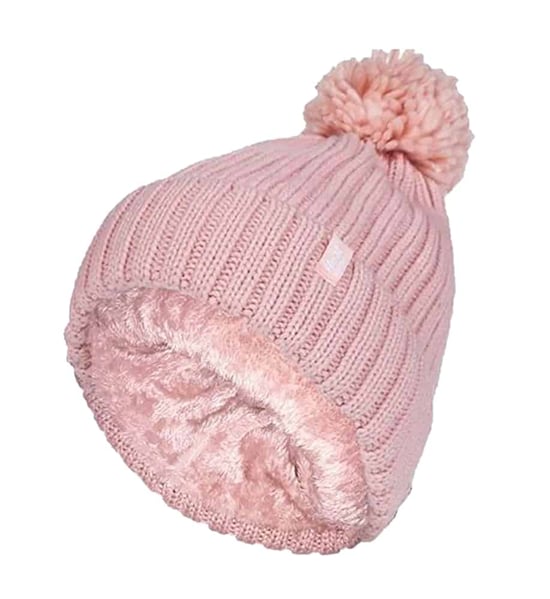 Señoras acanalado manguito térmico aislado invierno Pom Pom Bobble Hat - Image 1