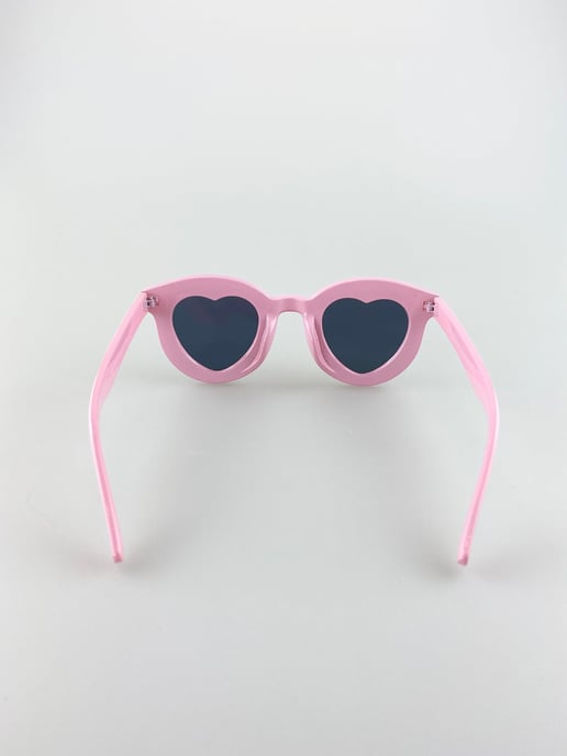 Plastic Round Frame Sunglasses with Heart Lenses