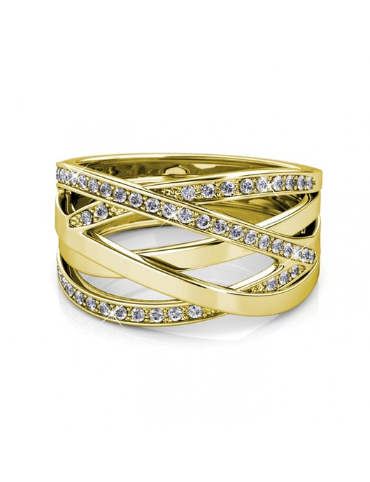 Anillo Criss Cross - Oro y Cristal - Image 3