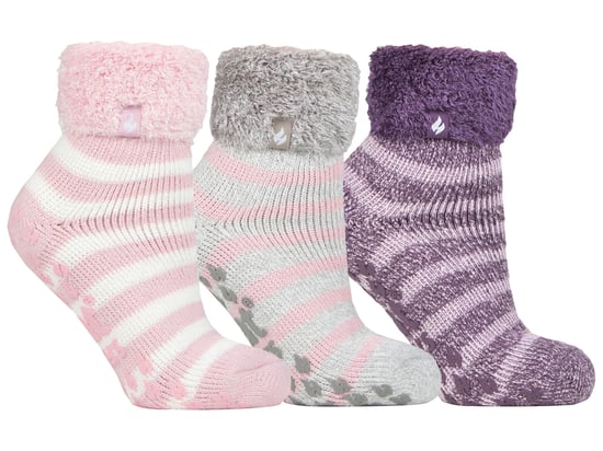 Calcetines de Cama con Agarres | Calentadores | Paquete Múltiple de 3 Pares | Calcetines Antideslizantes Forrados de Vellón para Mujer | Regalos de Invierno para Ella - Paquete 8 - Image 1