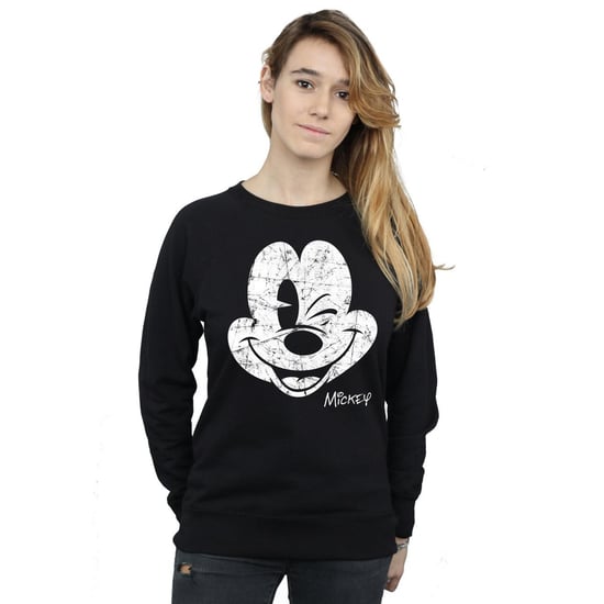 Disney Womens/Ladies Mickey Mouse Face Sweatshirt (Black)