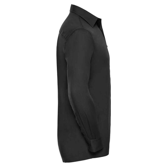 Russell Collection Mens Classic Polycotton Long-Sleeved Shirt (Black) - Image 3
