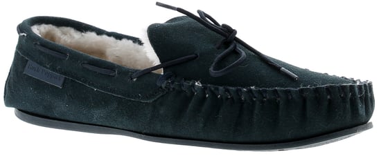 Hush Puppies Allie leather Womens Moccasin Memory Foam Faux Fur navy - Image 1