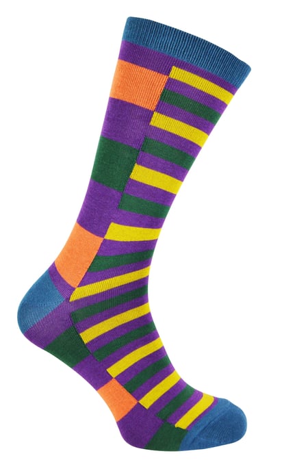 Mr Heron - Calcetines de Bambú para Hombre | Calcetines de Argyle a Rayas | Regalos para Él - Rayas (Morado) - Image 1
