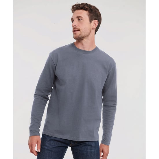 Russell Mens Classic Long-Sleeved T-Shirt (Convoy Grey) - Image 2