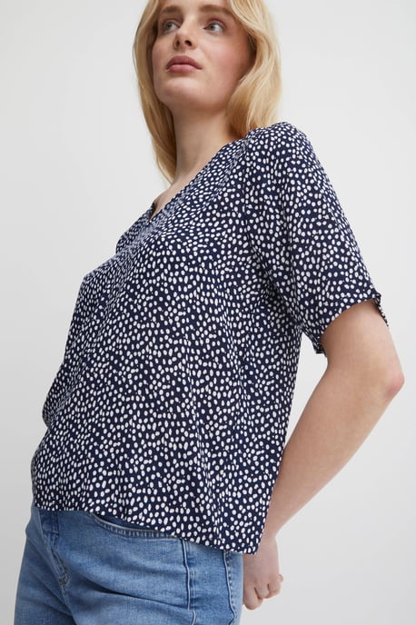 ICHI top IHMARRAKECH met stippen donkerblauw/wit - Image 3