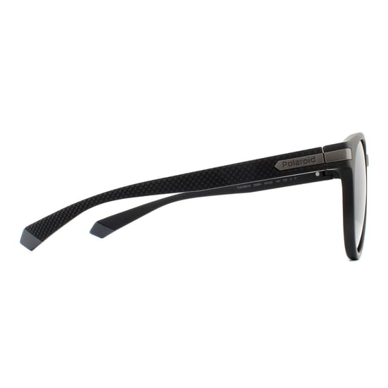 Polaroid Round Mens Matte Black Silver Mirror Polarized Sunglasses