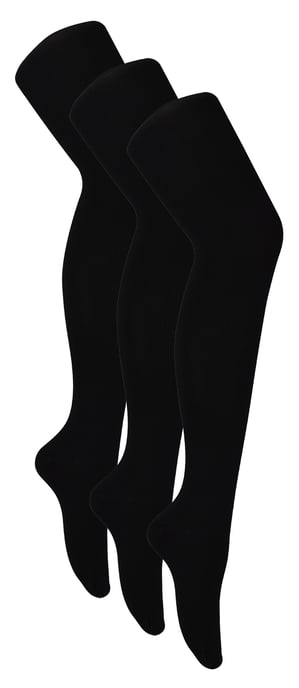3 Pares Medias Bambú Mujer | Calcetín Snob | Medias Opague Liso Suave | Panty Negro Caliente - Negro - Image 1
