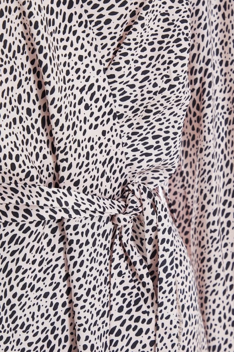 Pink Satin Animal Print Midi Dress