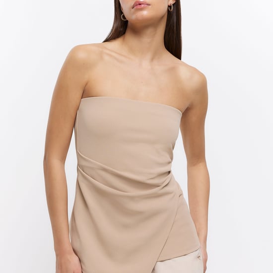 River Island Womens Blouse Stone Bandeau Asymmetric Top