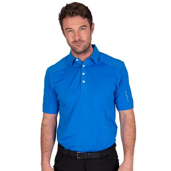 Island Green Mens Topstitched Golf Polo Shirt (Marine) - Image 1