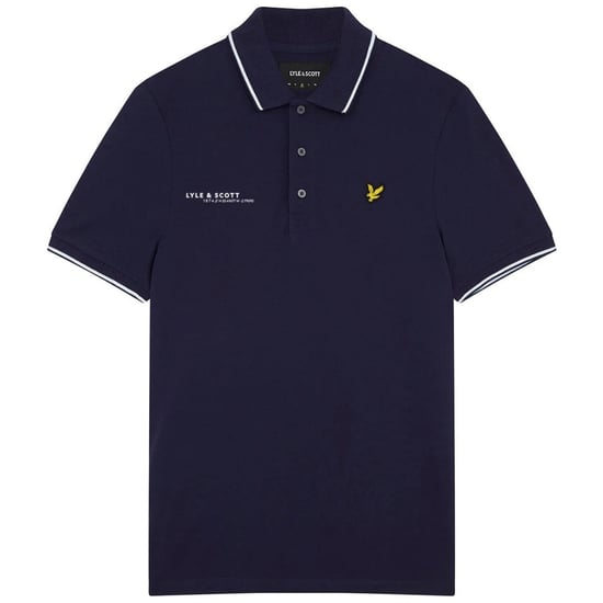 Lyle & Scott Polo de manga corta con logo estampado coordinado en azul marino - Image 1