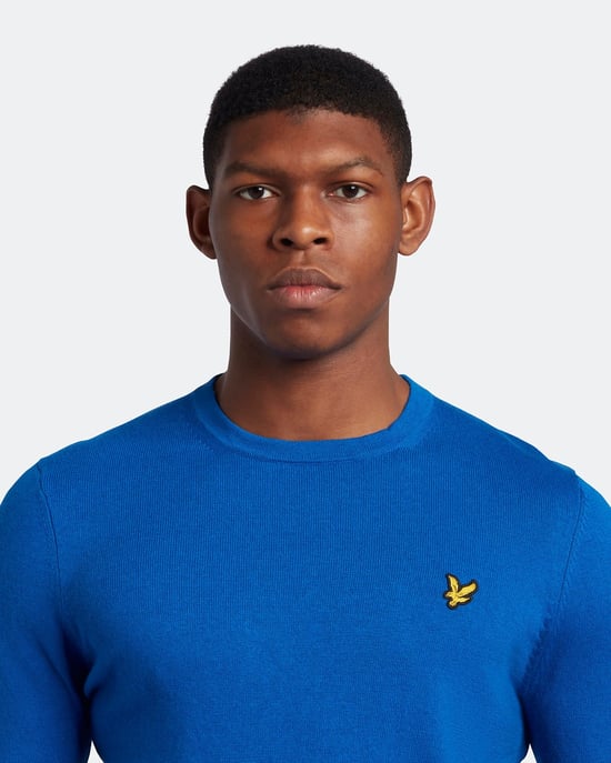 Jersey de algodon merino con cuello redondo de Lyle & Scott Jersey azul brillante - Image 4
