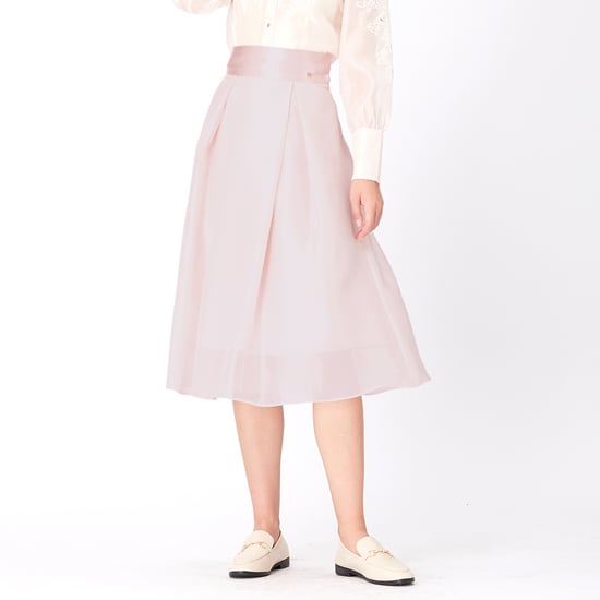 Flared organza and satin skirt - Image 4