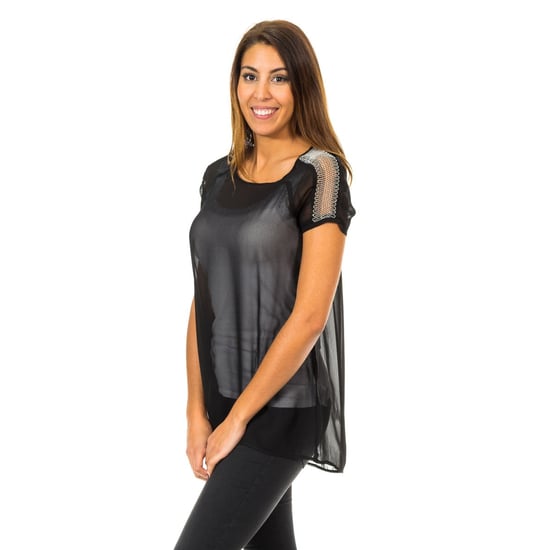 Women's Short Sleeve Blouse with semi-transparent and breathable fabric 10DMC0263