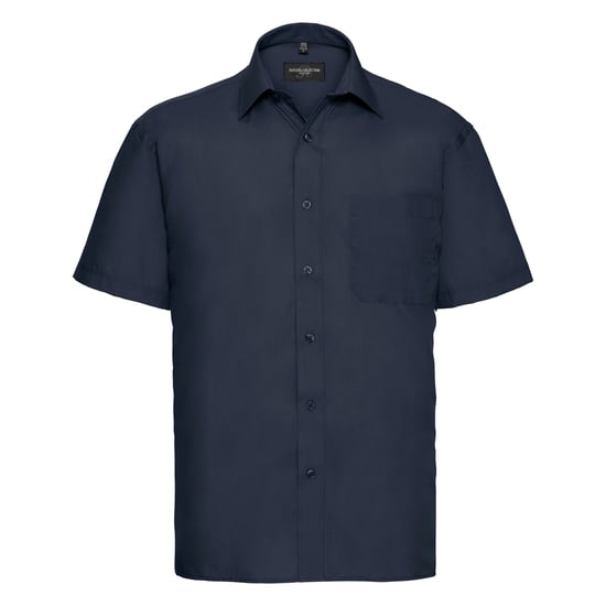 Russell Collection Mens Short Sleeve Poly-Cotton Easy Care Poplin Shirt (French Navy) - Image 1
