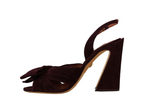 Sandalias de tacón con correa al tobillo de ante púrpura oscuro para mujer de Dolce & Gabbana - Image 4