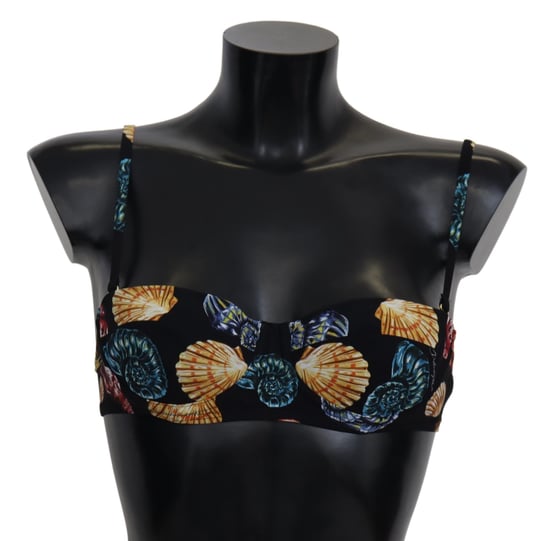 Bikini Top de Mujer con Estampado de Conchas Negras de Dolce & Gabbana - Image 1