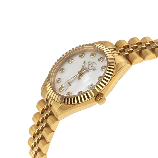 GV2 Naples 12402 Reloj de cuarzo suizo para mujer, acero inoxidable, oro amarillo y fecha con diamantes - Image 3