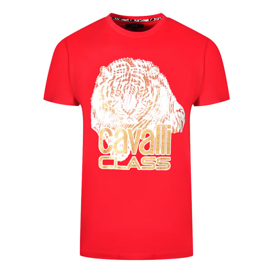Camiseta Roja Grande con Logo de Tigre Cavalli Class - Image 1