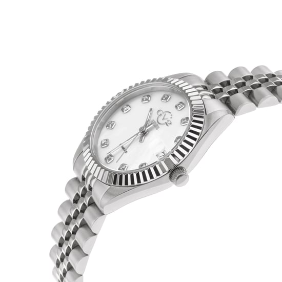 GV2 Naples 12405 Reloj de cuarzo suizo con fecha y diamantes de acero inoxidable para mujer - Image 3