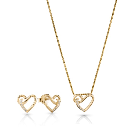 Orphelia 'Ida' Women's 925 Sterling Silver Set: Chain-Pendant + Earrings - Gold SET-7521/G - Image 1