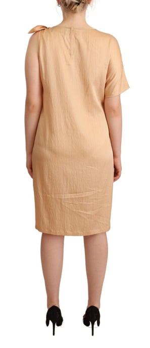 Vestido recto de una sola manga en beige para mujer Moschino, a la altura de la rodilla. - Image 3