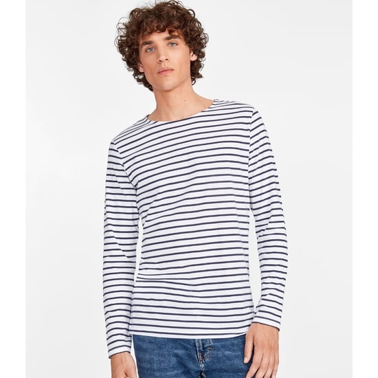 SOLS Mens Marine Long Sleeve Stripe T-Shirt (White/Navy) - Image 2