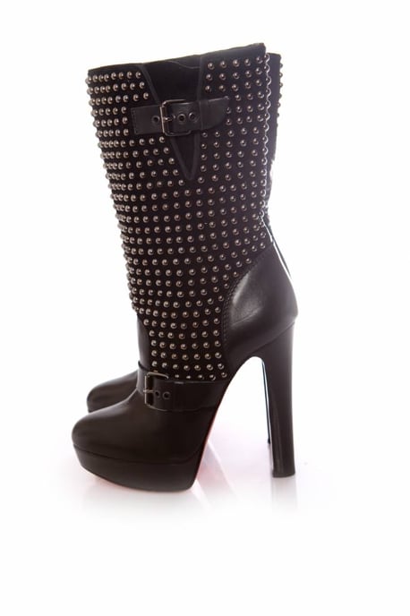 Black leather platform boots - Image 2